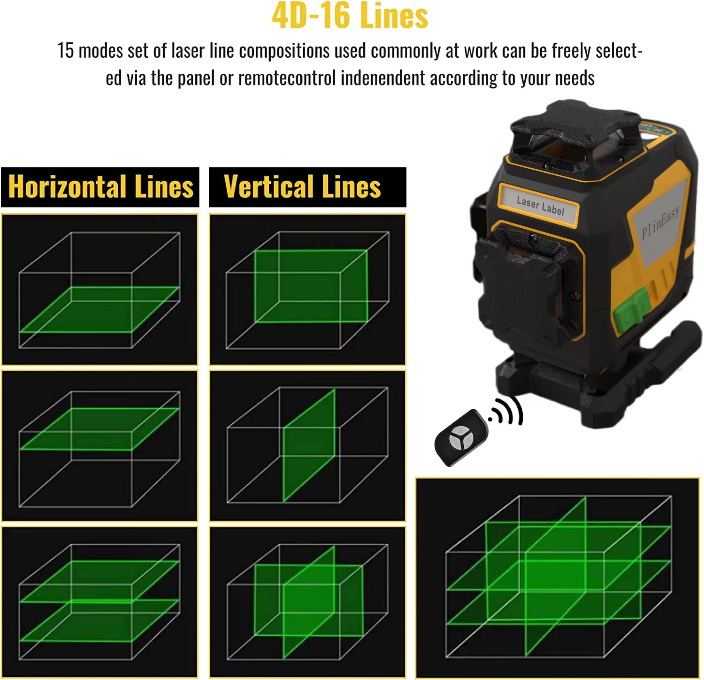4D 16 Line Laser Level LL-4CG Workplace Display 3