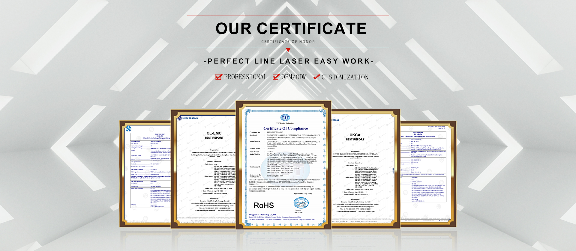 certificado de nivel láser de línea cruzada